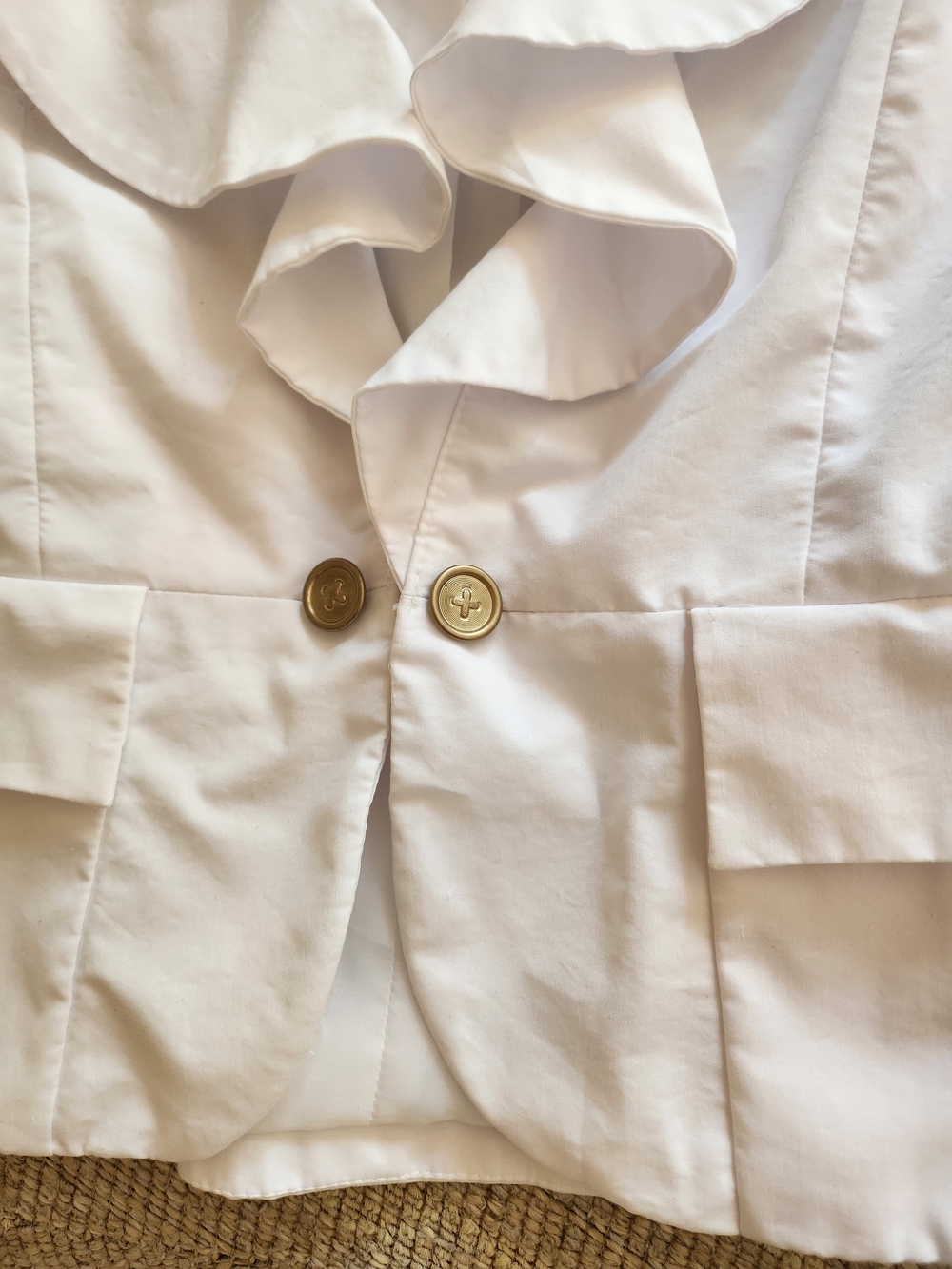New York & Company White Short Sleeve Ruffled Blazer - Picture 2 of 5